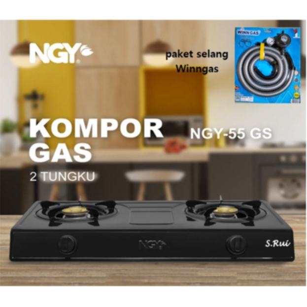 NGY Kompor Gas 2 Tungku Stain-Free Gas Stove NGY-55GS / NGY-44 NAGOYA