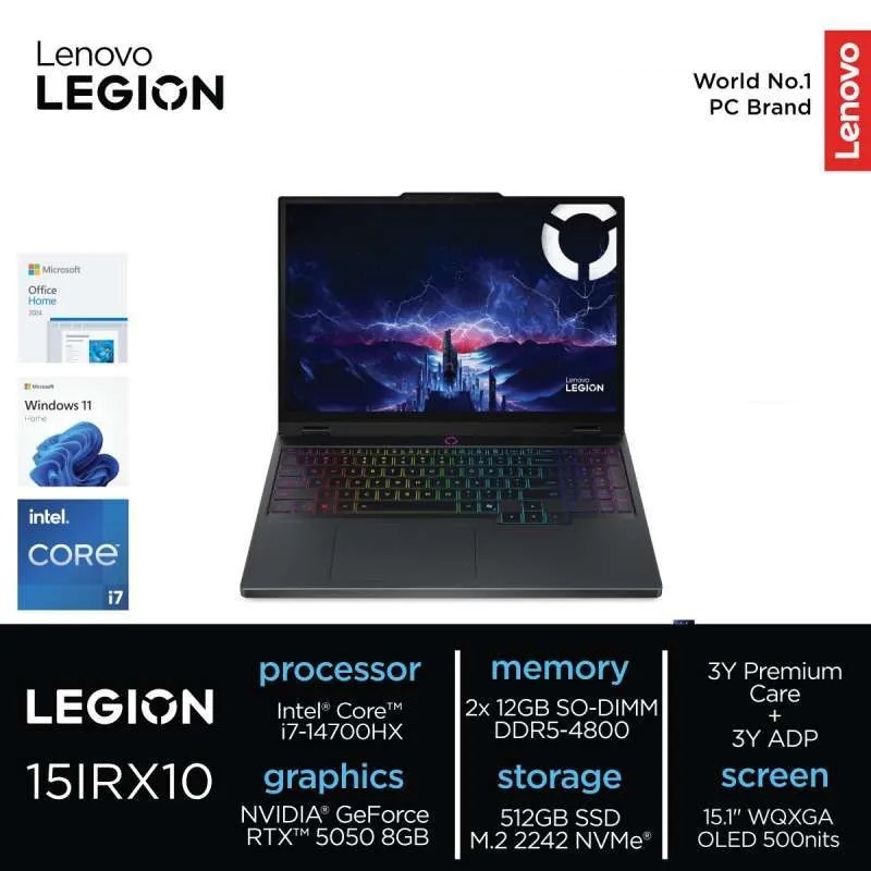 Lenovo Legion 5 15IRX10 4RID Core i7 14700HX 24GB 512GB RTX5050 8GB Win11 OH24 M365