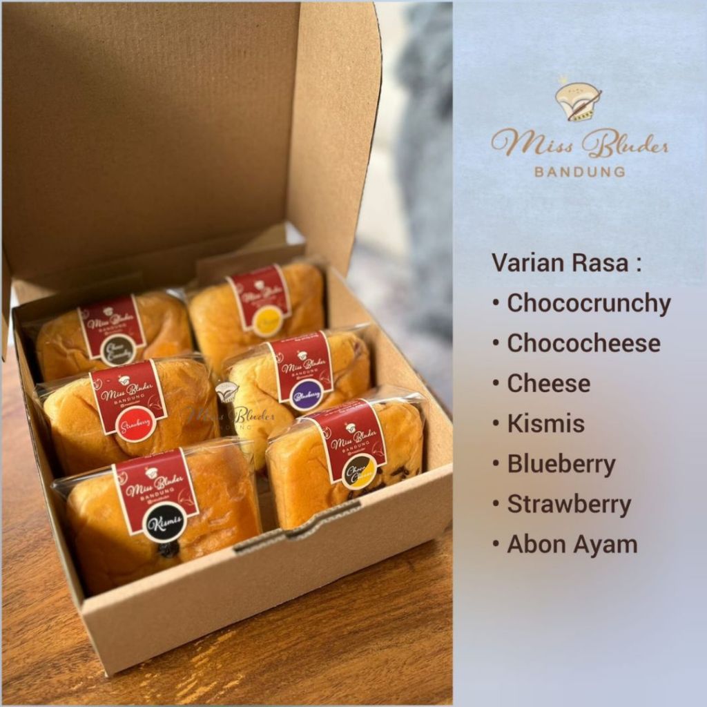 

Roti bluder aneka rasa | Coklat Keju Blueberry Strawberry Kismis Abon