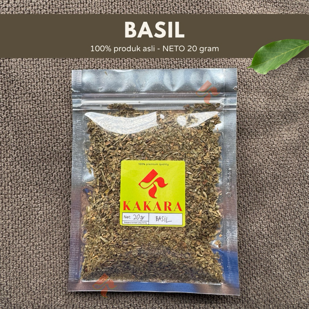 

KAKARA - Daun Basil Kering / Dried Basil 20 gram bumbu dapur bumbu masak kemasan kecil kemasan ZIP