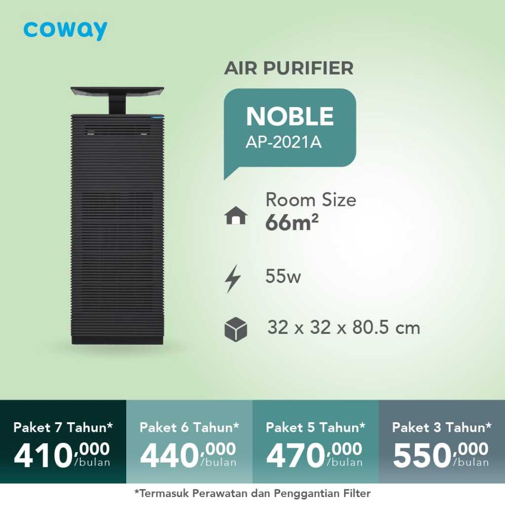 Coway Air Purifier Noble AP2021A Pemurni dan Pembersih Udara Ruangan ukuran 66m2 Double Hepa Filter 