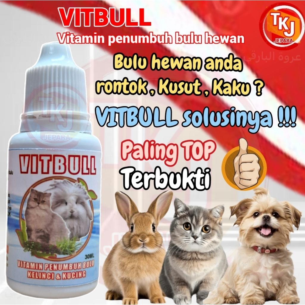 Vitamin bulu kelinci vit bull vitamin bulu kucing anjing hamster marmut vitamin penumbuh bulu hewan 