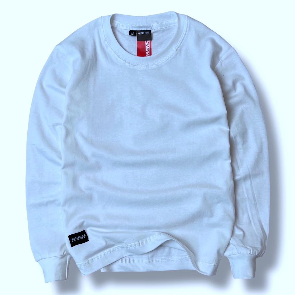 Kaos Anak Putih Polos Lengan Panjang Fashionable Warna Putih Usia 5–17 Tahun Bahan Katun Premium