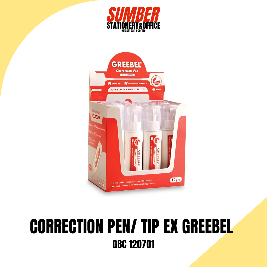 

Correction Pen Greebel - Tip Ex Cair GBC-120701 - Penghapus Tulisan Tinta [1 Pcs]