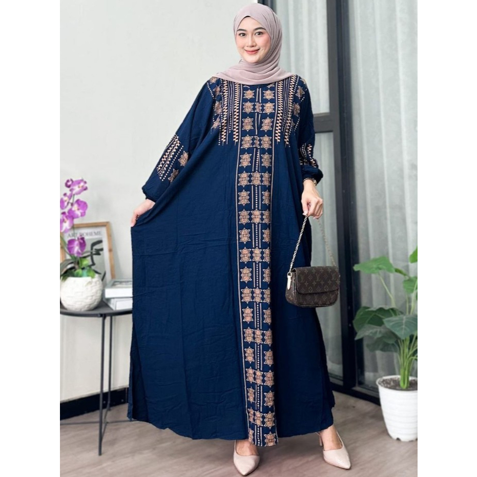 Daster Kaftan Jumbo Premium Lengan Panjang Busui Resleting
