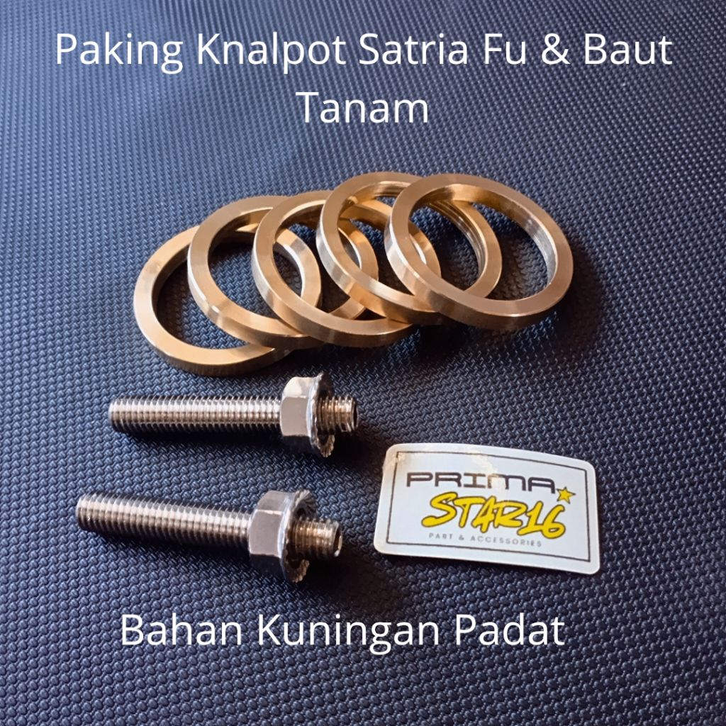 Paking Perpak Knalpot Satria Fu Bahan Kuningan Padat dan Baut Tanam Knalpot Satria Fu Stainless Stee