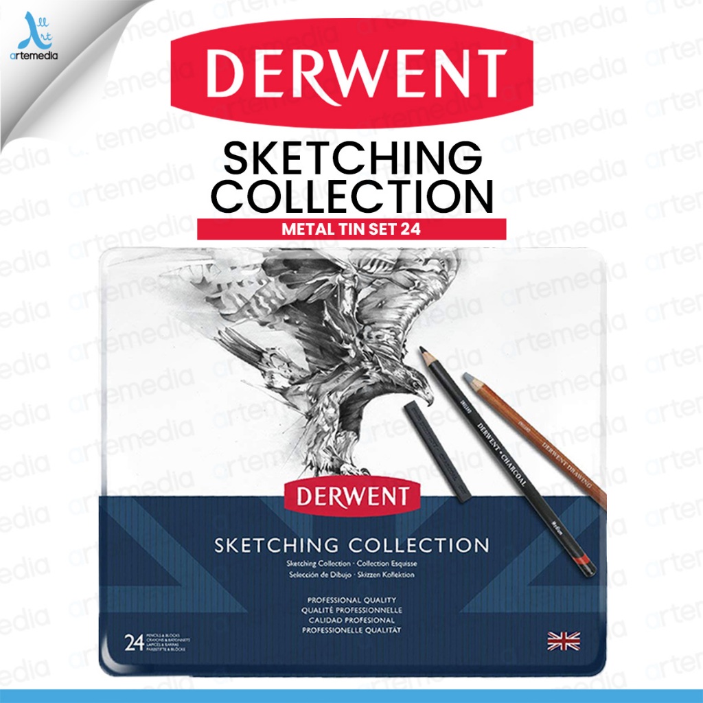 

Derwent Sketching Collection Set of 24 Koleksi Lengkap Grafit, Charcoal, Pastel, Drawing Pencils | Premium UK
