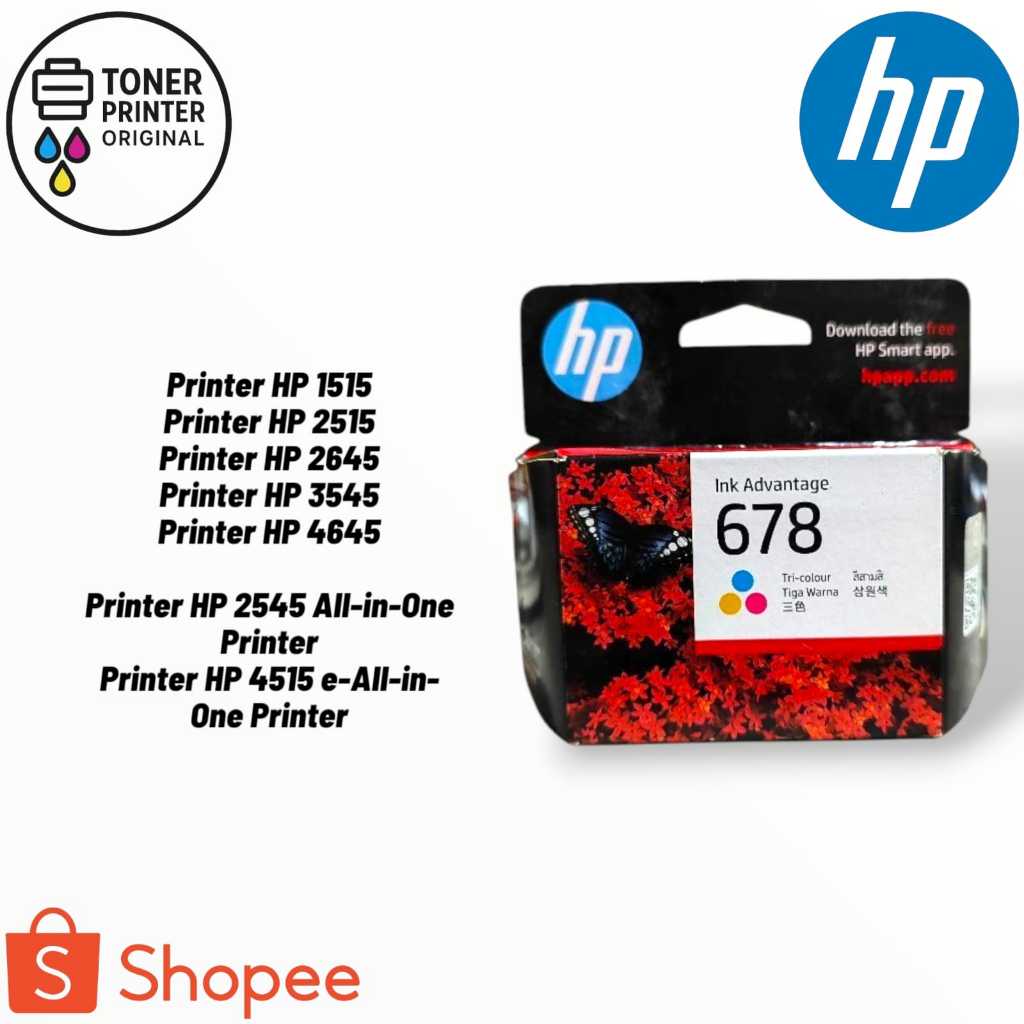 TINTA PRINTER HP 678 COLOR ORIGINAL FOR TIPE PRINTER 1015,1515,1518,2515,2545