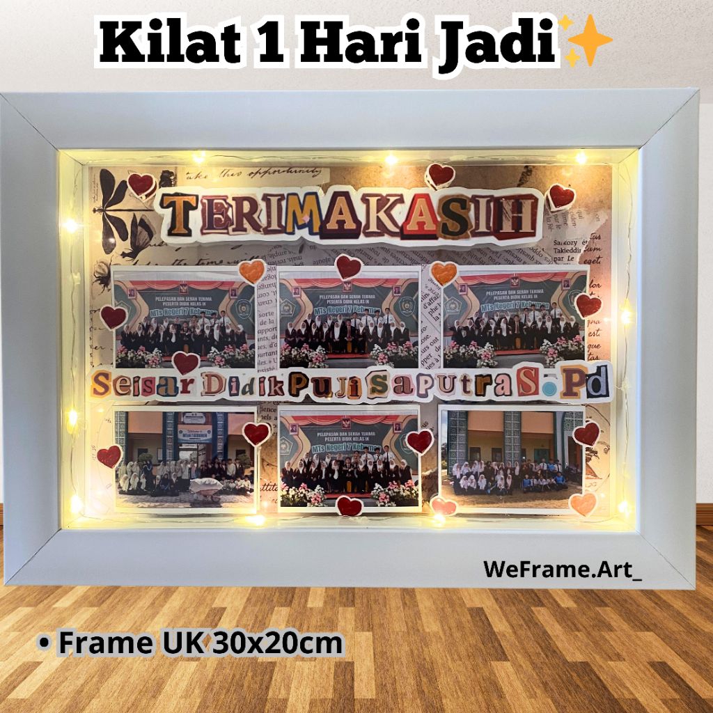 Frame satu hari jadi / Frame pop up / frame Scrapbook/ hadiah perpisahan /kado perpisahan / farewell