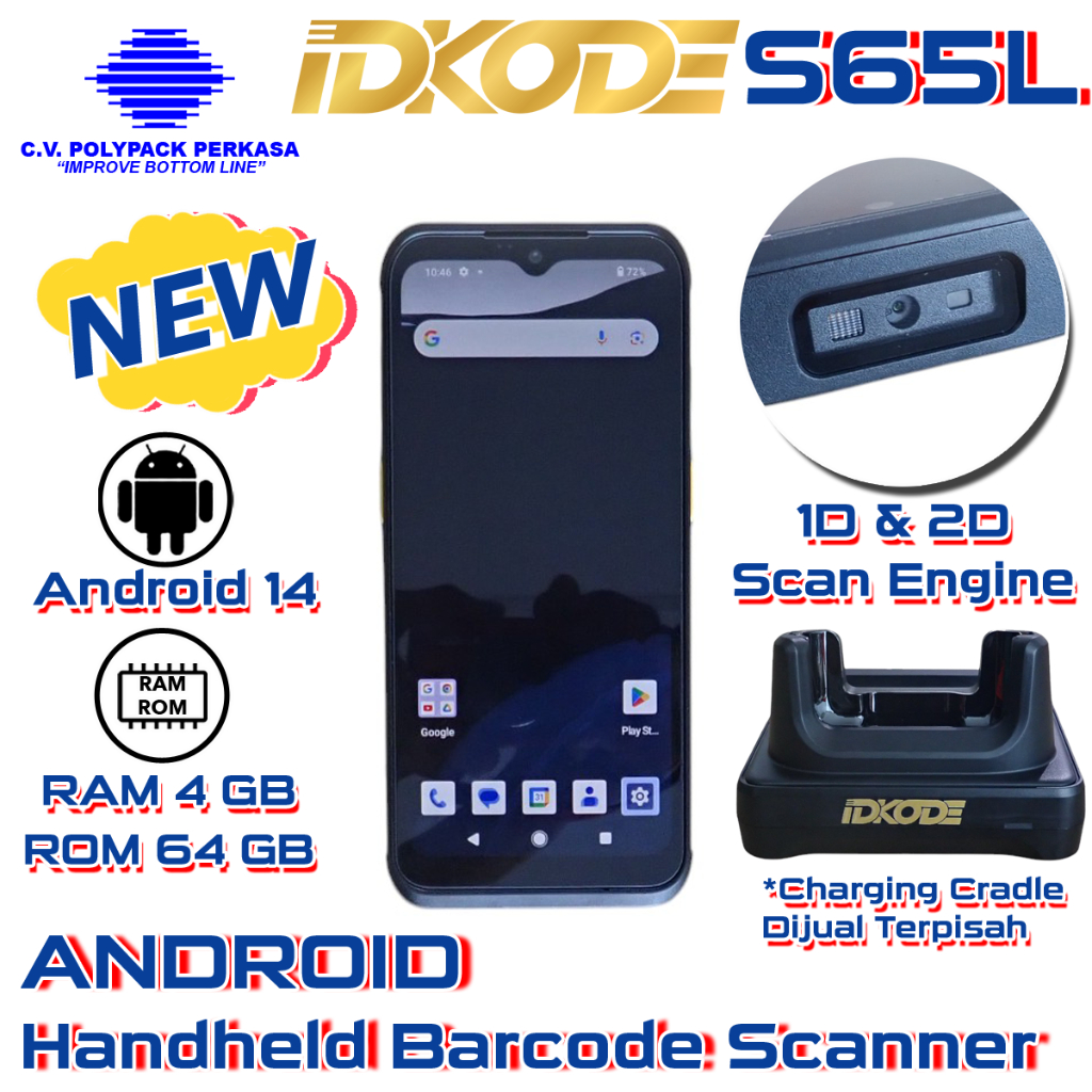 IDKODE S65L 2D BARCODE SCANNER PDT PDA Android Handheld Barcode Scanner