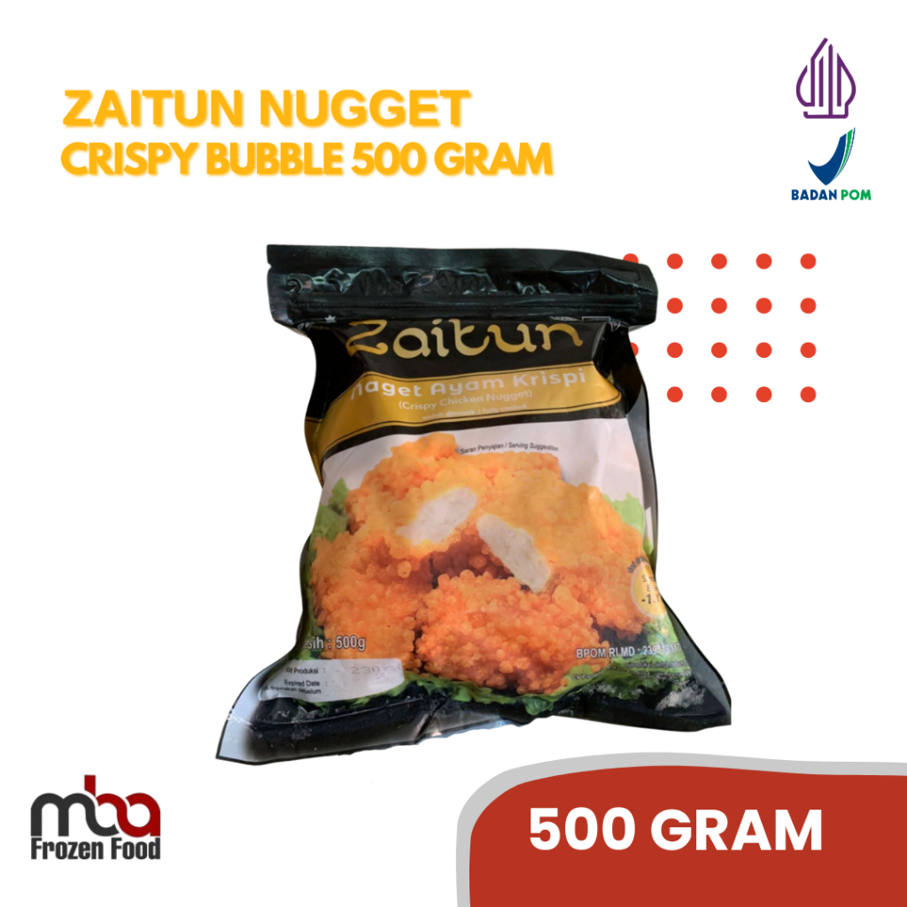 

ZAITUN Chicken Nugget Crispy /Naget Ayam krispi 500 Gram /Nugget /AyamTepung /Frozenfood /Nugget Ayam /Makanan Siap Saji /Makanan Beku /Ayam Goreng /Beku /Ayam Beku
