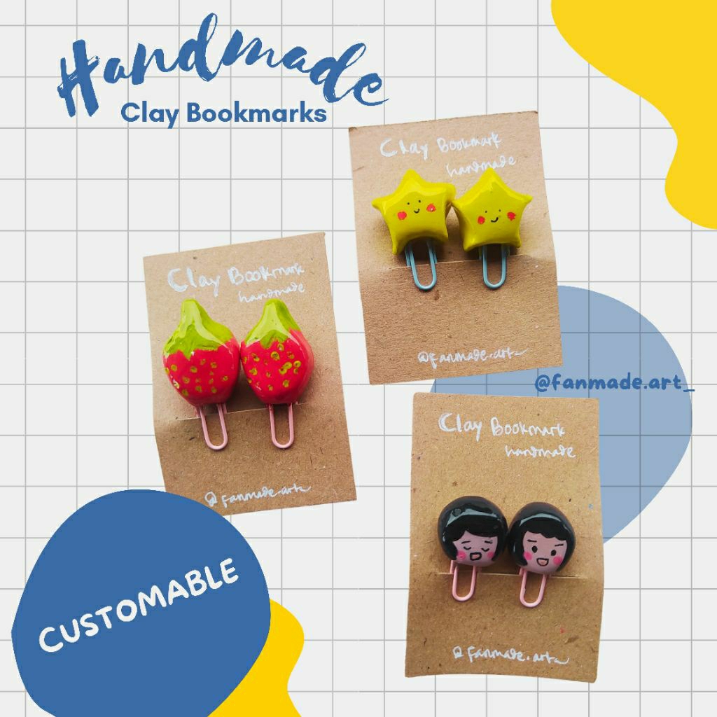 

[CUSTOM] Handmade Clay Bookmarks | Pembatas Buku Lucu