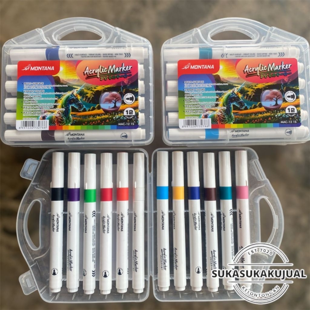 

spidol akrilik acrylic marker pen 1set 12warna