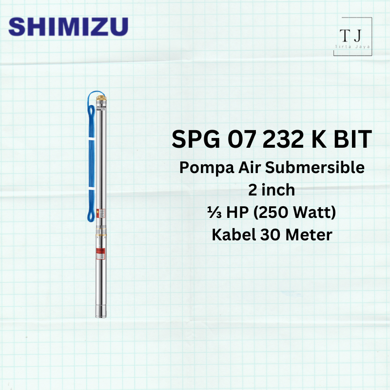 Pompa Air Submersible SHIMIZU SPG 07 232 K BIT 1/3 HP Kabel Pompa Sible Pompa Satelit
