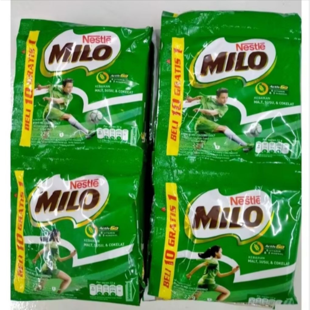 

Milo Active Go Susu Coklat Sachet 22g, 1 renceng 10 + 1 Sachet