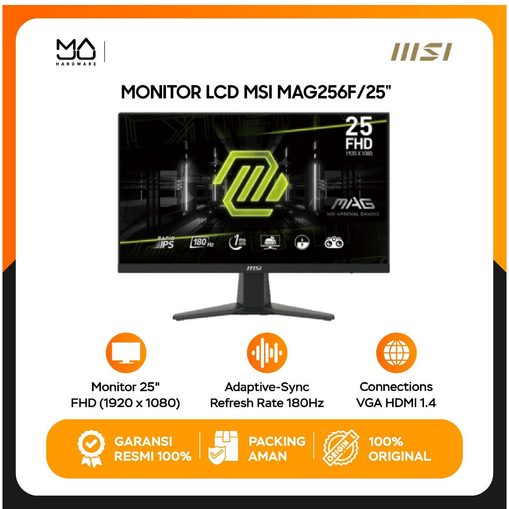 MSI LED MONITOR Gaming MAG 256F 25" IPS 180Hz 25 Inch 1ms - Garansi Resmi