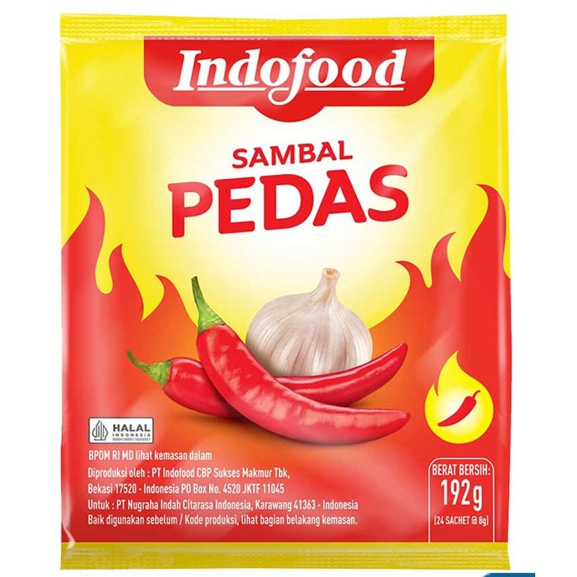 

saos sambal kemasan indofood sambal pedas 24x8