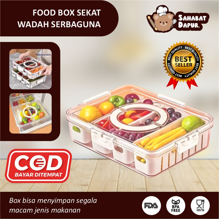Food Container Kulkas Storage Box Persegi Kontainer Kulkas Wadah Dengan Sekat Untuk Buah Sayur