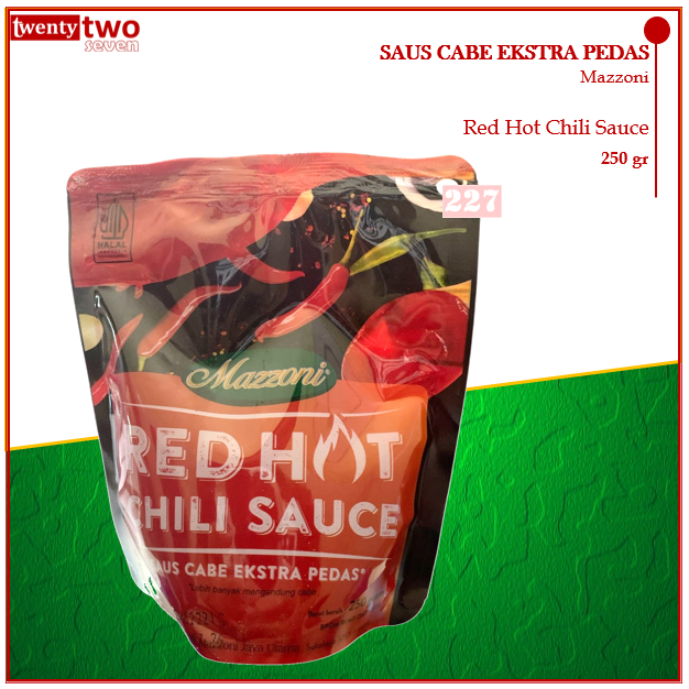 

Mazzoni Red Hot Chili Sauce Saos Saus Cabe Cabai Ekstra Extra Pedas 250gr