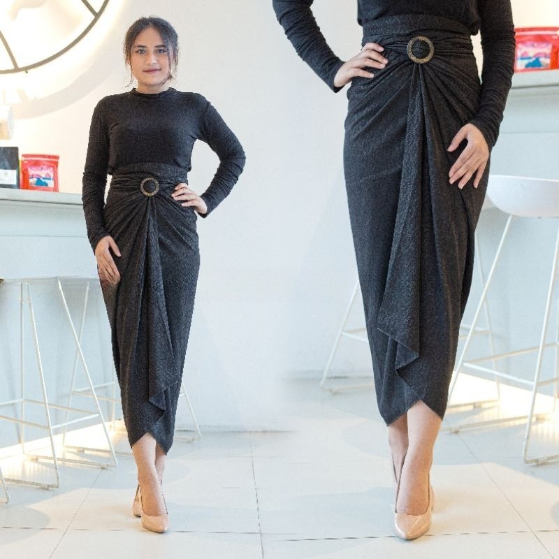 DISKON ROK POLOS..Bawahan Kebaya Modern Kekinian Wanita/Rok Kain Lilit Dobby Hitam Aneka Pilihan War