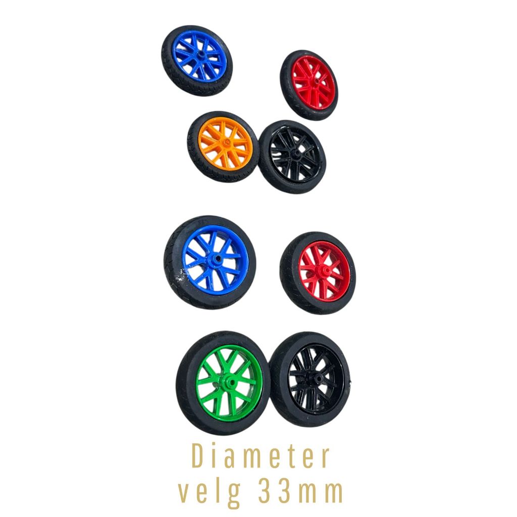 BAN MOTOR DEPAN BELAKANG MAINAN BAN MOTOR MINIATUR BAHAN KARET DIAMETER RING VELG 33MM