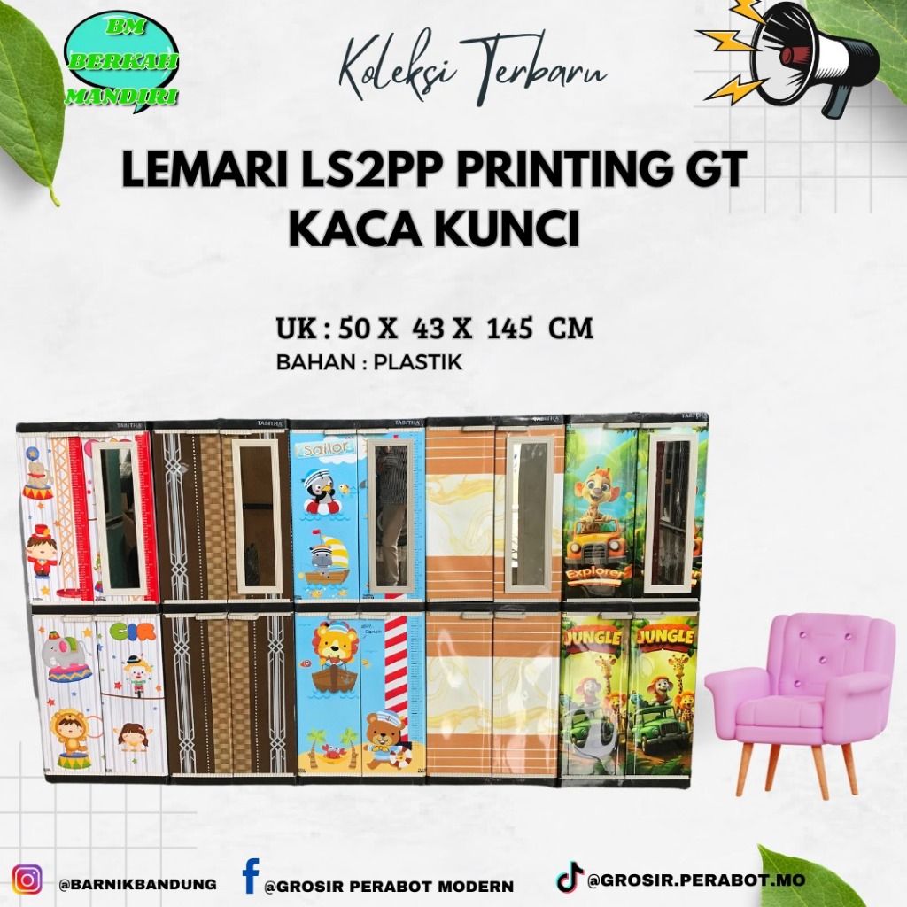 TABITHA LS2PP DAN  LS2PS PRINTING MOTIF KARAKTER LEMARI PAKAIAN SERBAGUNA