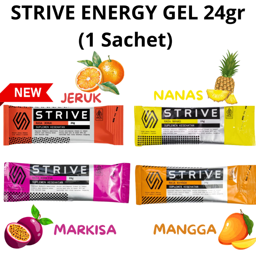 

Strive Energy Gel 1 saset 24g Gel Isotonic Gel Lari Fitness Running Energy For marathon Cardio Sport