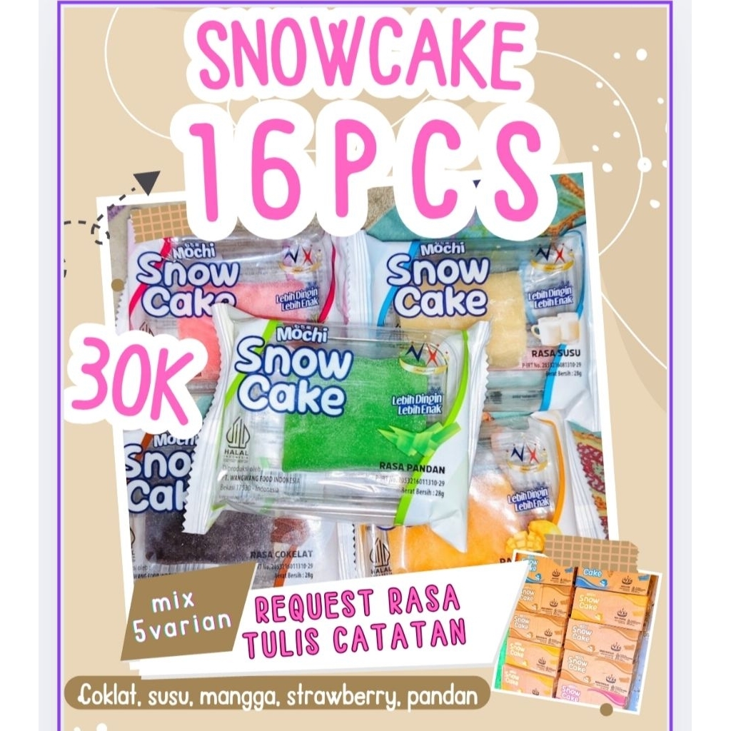 

TERMURAH!! 16PCS MOCHI SNOWCAKE MIX5VARIAN