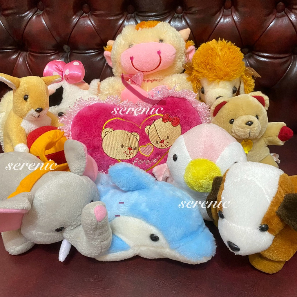 Boneka Preloved Lucu Cute (dog puppy anjing dolphin lumba lumba penguin pinguin bear beruang love ga