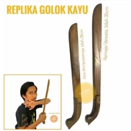 Replika golok kayu latihan beladiri
