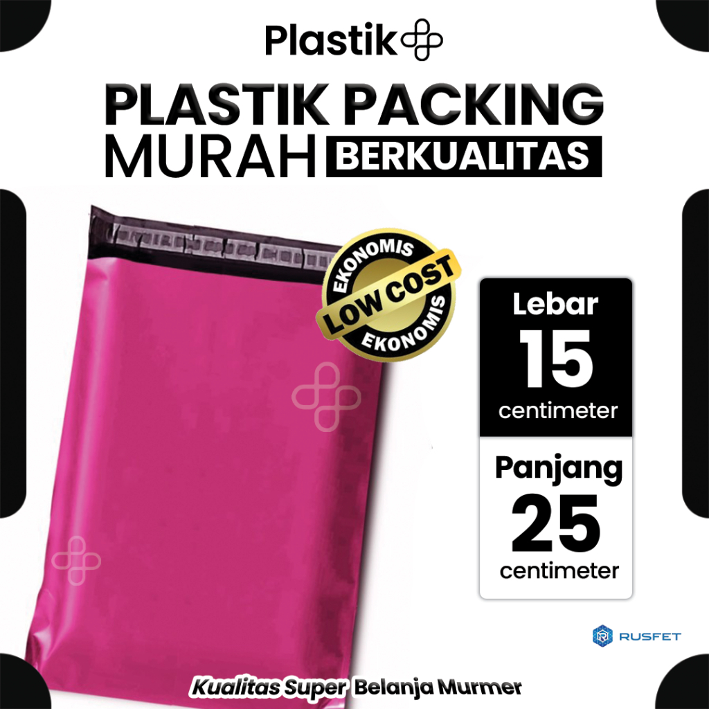 

Amplop Plastik Polymailer Pink 15cm x 25cm Low Cost Plastic Packing Polos Online shop Rusfet Murah