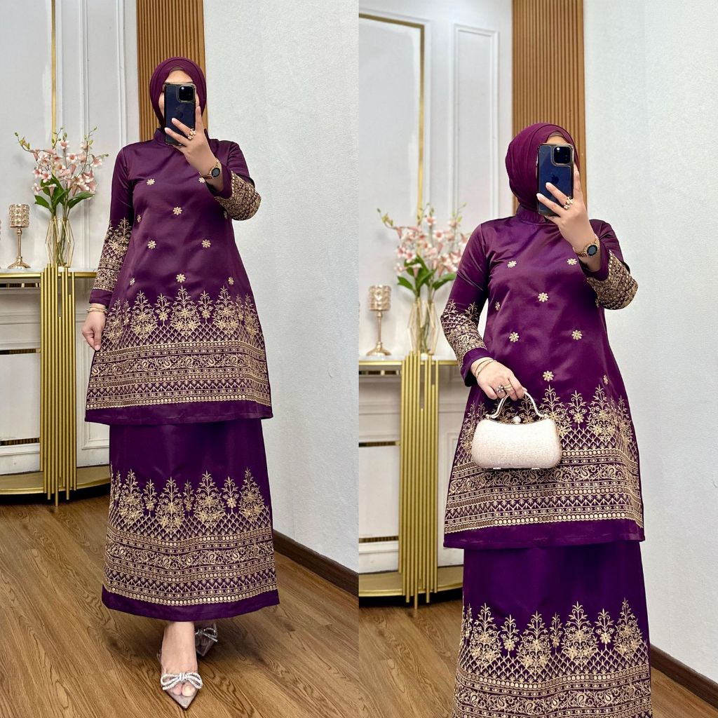 Stelan Baju Kurung Fana Melayu Malaysia Kebaya Wanita Muslim Elegan Modern