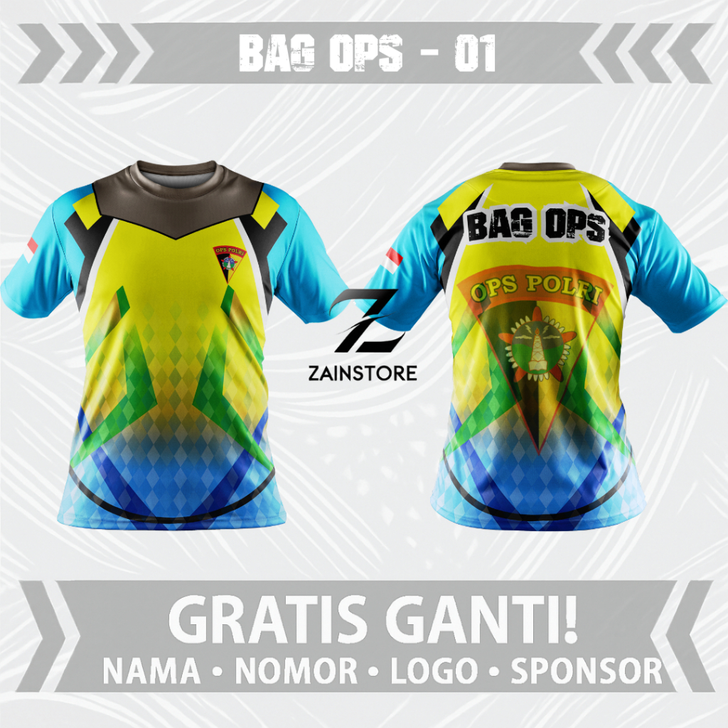 JERSEY BAG OPS - 01 POLRI FULLPRINT SUBLIME / KAOS OPS POLRI DRIFIT / JERSEY OPS POLRI / FULL PRINTI