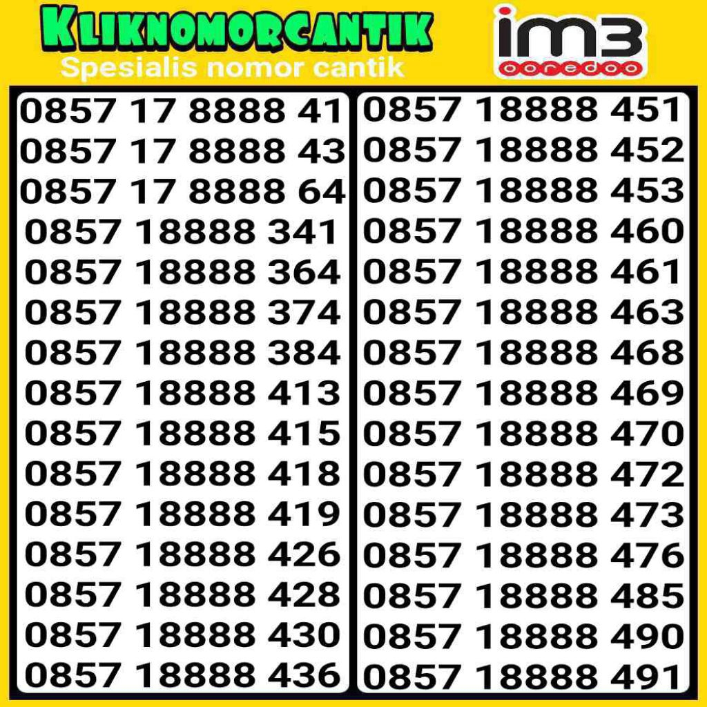 nomor cantik Indosat 4G&5G kartu perdana IM3 seri 8888 A1