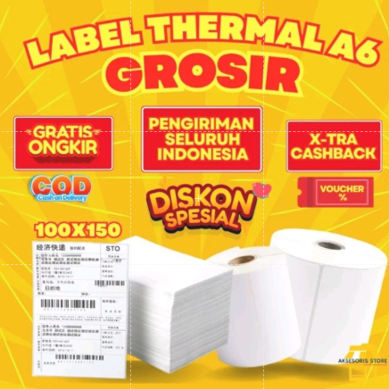 

KHUSUS GOSEND KERTAS THERMAL LABEL STICKER BARCODE UKURAN A6 100X150