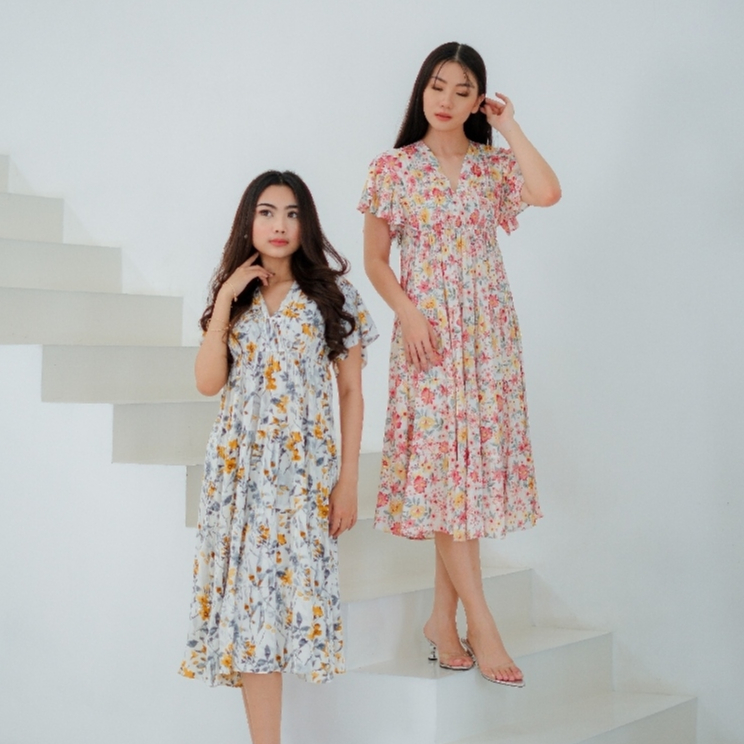 Daster Babydoll Rayon Motif Lengan Pendek Wanita Audrey by Luxiera