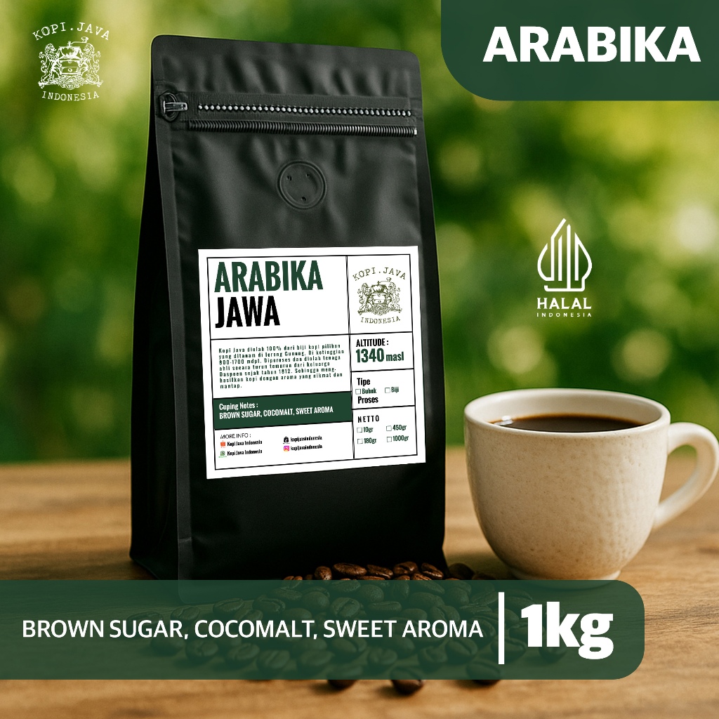 

Kopi Arabika Premium 1000 gr Kopi Murni 100% TANPA CAMPURAN - KOPI JAVA INDONESIA