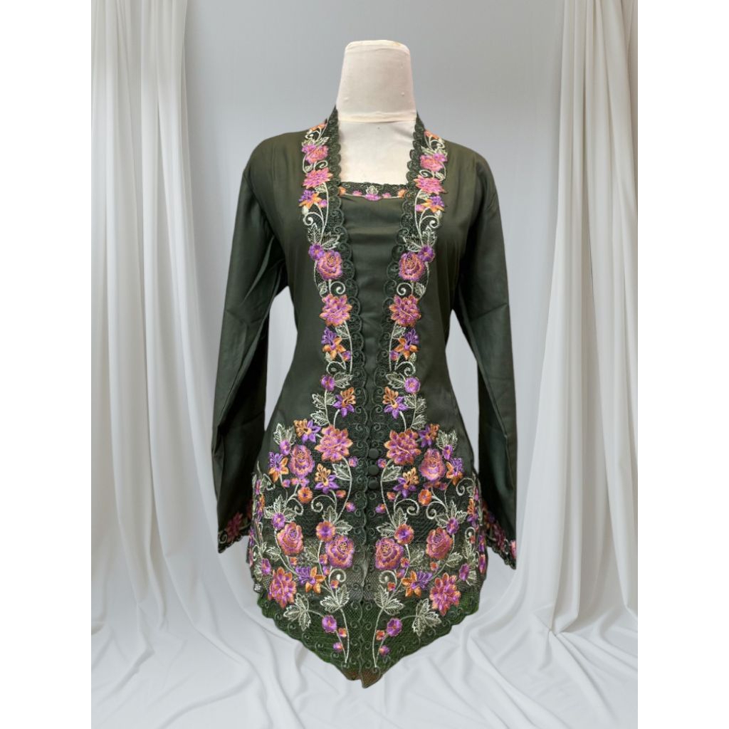 Atasan Kebaya Encim Dress Kutubaru/ Encim Kutubaru Bordir Lengan Panjang/ Kebaya Encim Wisuda Elegan