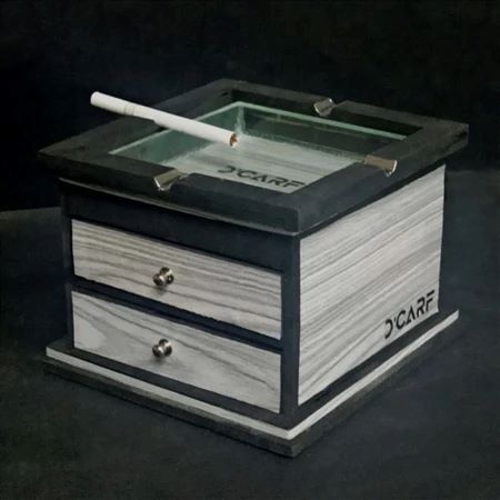 Asbak Aesthetic Asbak Kayu Fullset dengan Lemari, Laci, Tempat Korek, Wadah Korek, Asbak Kaca, Wadah