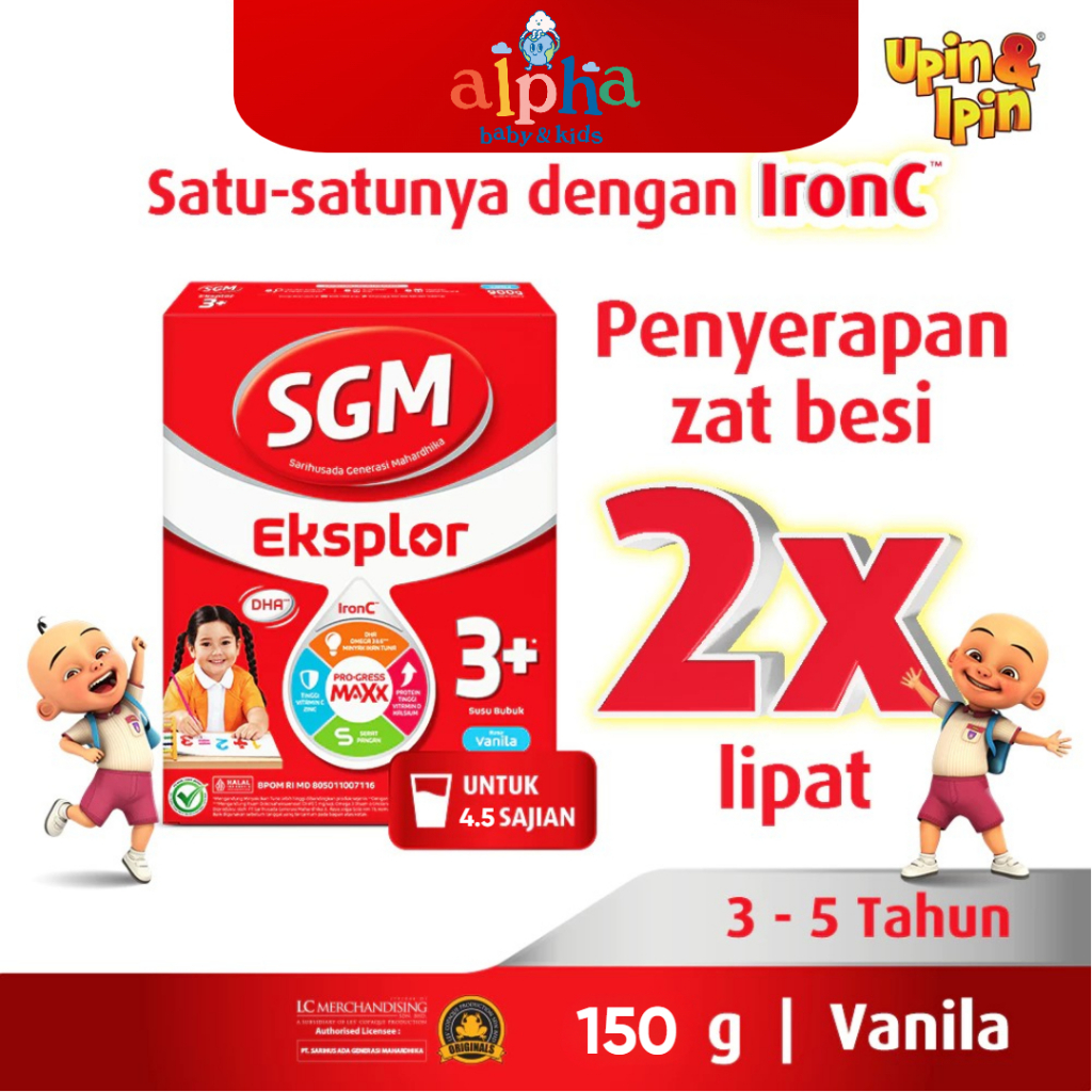 

SGM Eksplor 3+ dengan IronC Susu Pertumbuhan 3-5 tahun Rasa VANILA 150gr / 400gr / 600gr / 900gr