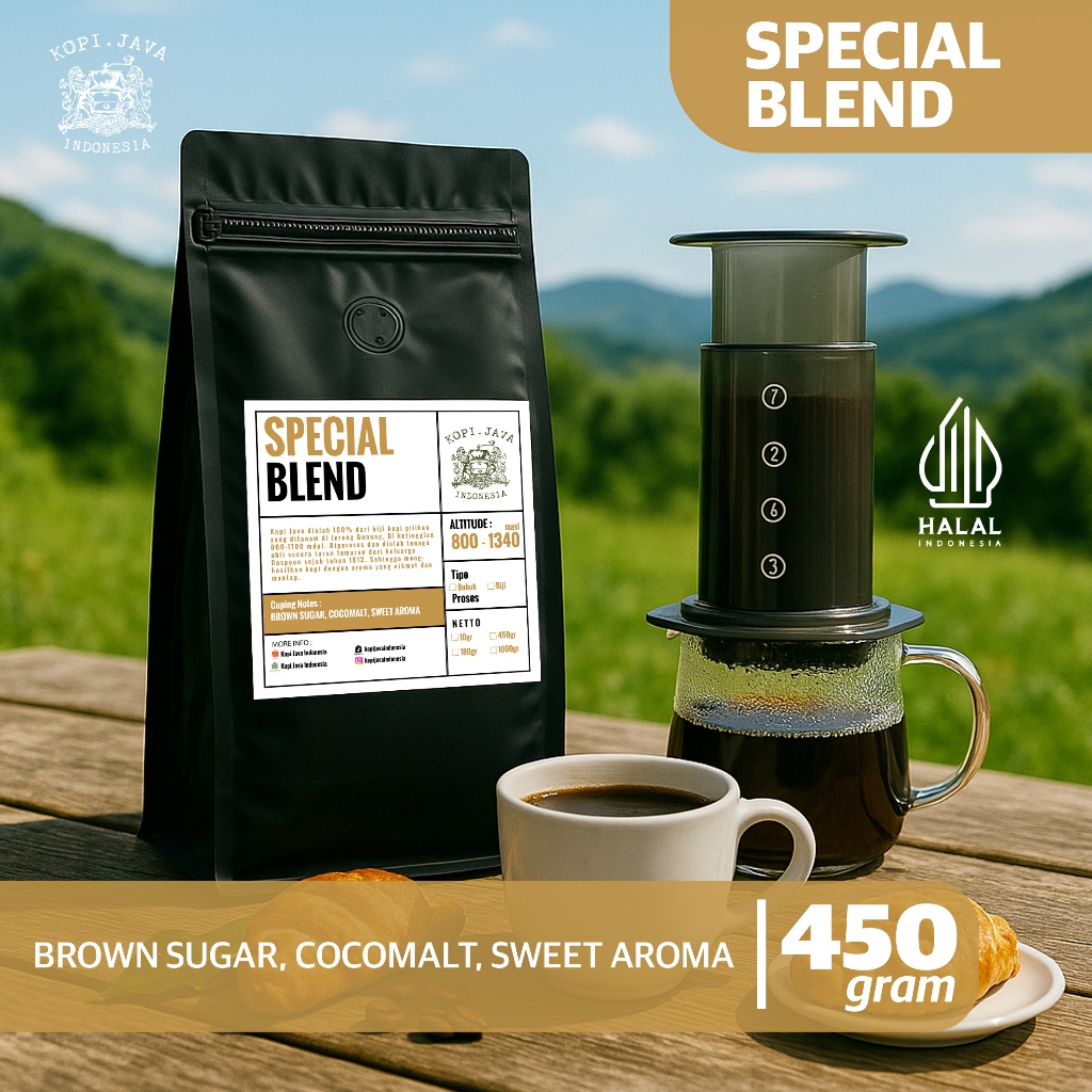 

Kopi Spesial Blend Premium 450 gr Kopi Murni 100% TANPA CAMPURAN - KOPI JAVA INDONESIA