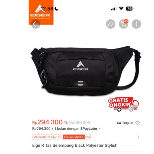 Tas selempang Eiger (EIGER WAIST BAG WALL RUN 1A)