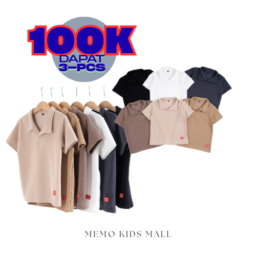 100RB 3 PCS | Kaos Polo Anak Laki-laki Bahan Knit Premium Baju T Shirt Kerah Wangki Cowok Cewek Pere