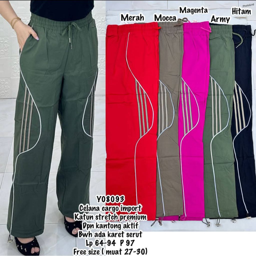 JC88 - Hiphop Cargo Pants - Celana Cargo Wanita Katun Strecth Premium
