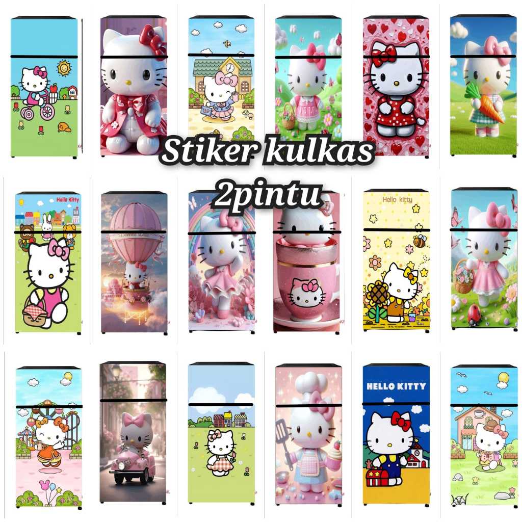 STIKER KULKAS 2 PINTU HELLO KITTY / STICKER KULKAS HELLO KITTY