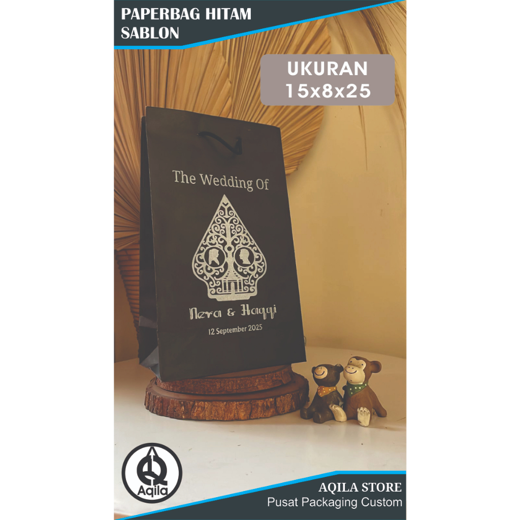 

Paper bag hitam sablon free desain uk. 15x8x25