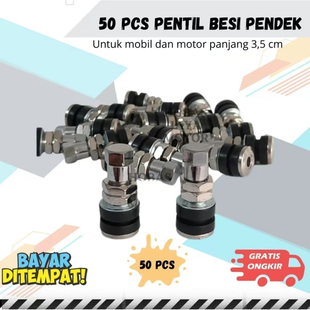 GROSIR PENTIL TUBLES ISI 50 PCS Pentil Tubles Besi Croom Pendek Variasi Pentil Tubles Besi Pendek Pe
