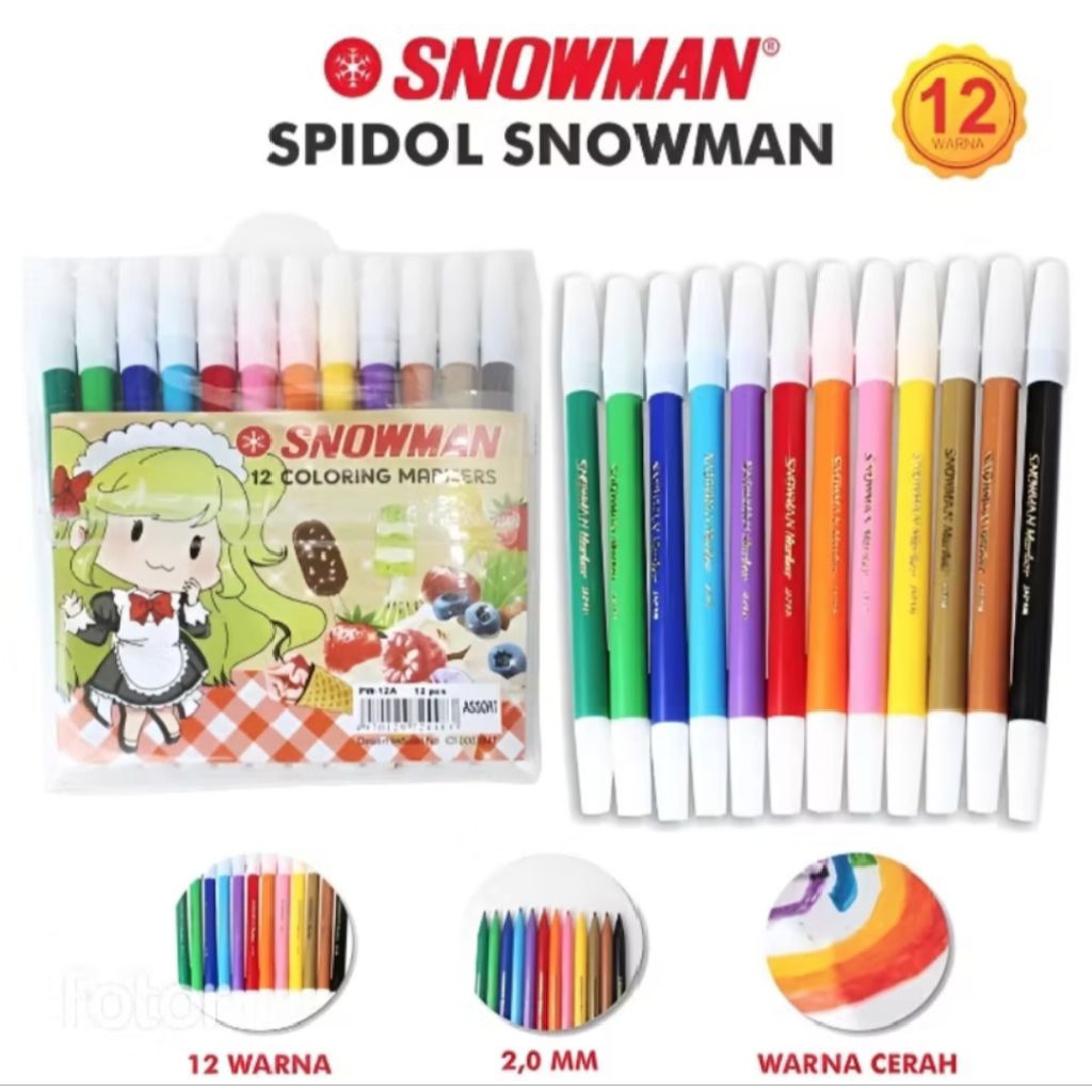 

Spidol Snowman Kecil Pw-12A/12 warna ( 1set/12warna )