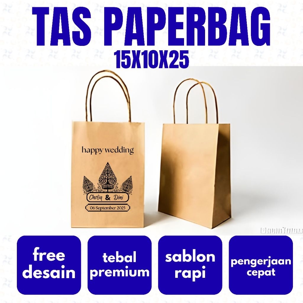 

TAS SOUVENIR SABLON, PAPERBAG SABLON PREMIUM UK.15X10X25 cocok untuk acara wedding