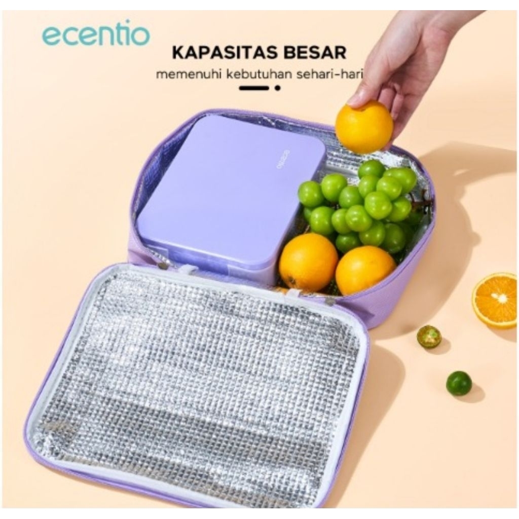 Paket Ecentio Kotak makan + Tas bekal Kotak makan Ecentio anti tumpah Paket 2pcs promo